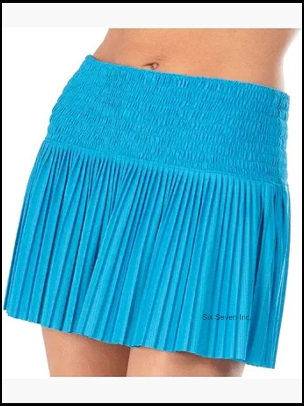 Mid Rise Long Pleated Smocked Performance Jersey Skirt